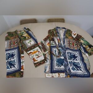 Farm Rio Side Slit Kimono Jacket & Pants